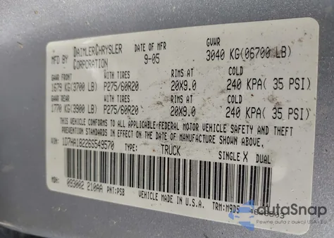 2006 Dodge Ram 1500 Slt z USA, uszkodzony, nr VIN 1D7HA18226S549570